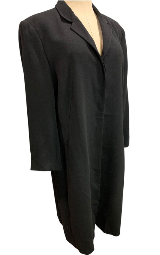 Size 14 Liz Claiborne Collection Womens Vintage Wool Coat Black Overcoat