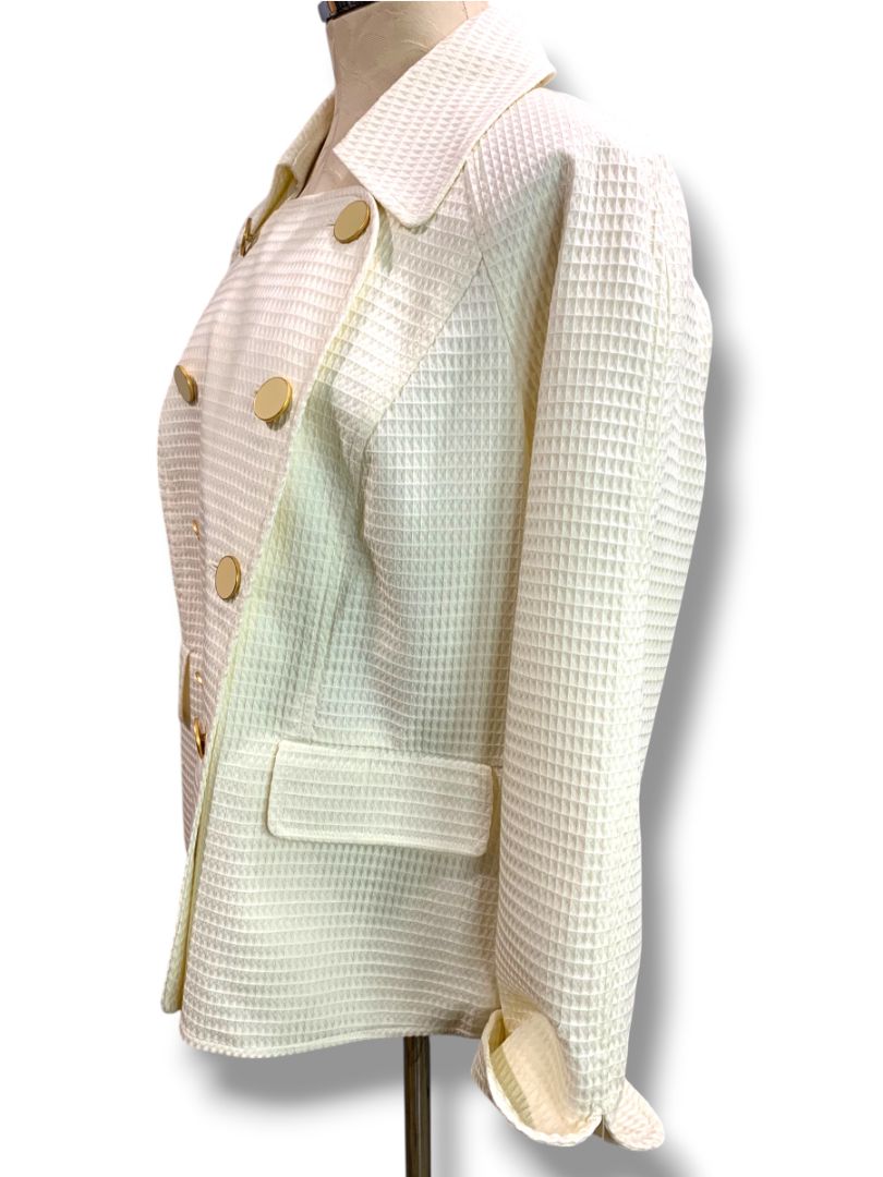 Size 14W Talbots Woman Petites New Cream Double Breasted Jacket Waffle Texture