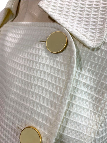 Size 14W Talbots Woman Petites New Cream Double Breasted Jacket Waffle Texture