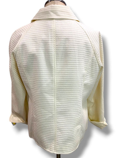 Size 14W Talbots Woman Petites New Cream Double Breasted Jacket Waffle Texture