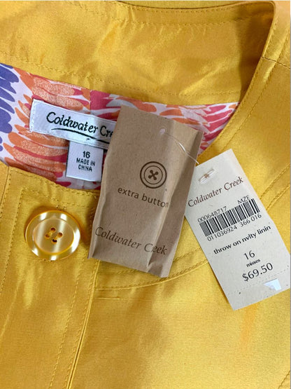 Size 16 Coldwater Creek New Womens Gold Yellow Silk Jacket