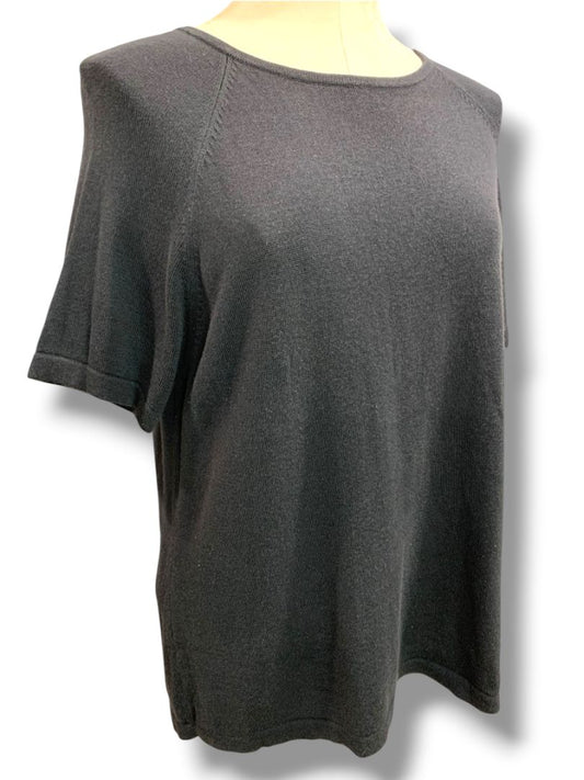 Size 1X Real Clothes Salon Z Womens Black Short Sleeve Sweater