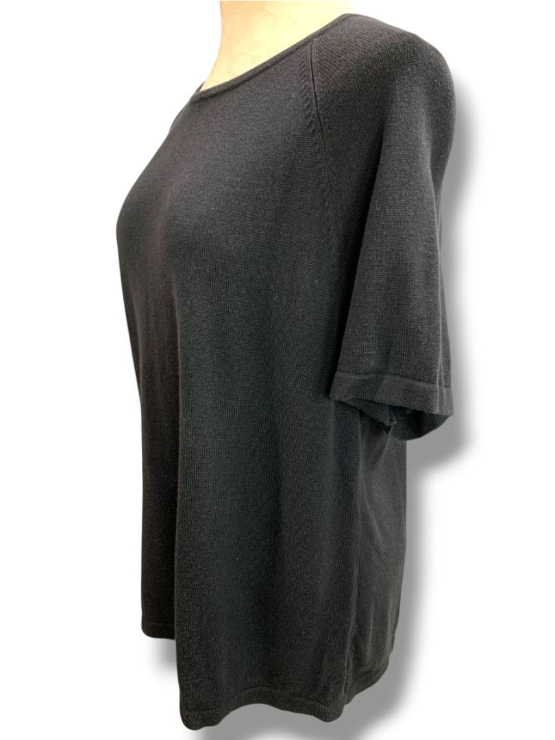 Size 1X Real Clothes Salon Z Womens Black Short Sleeve Sweater