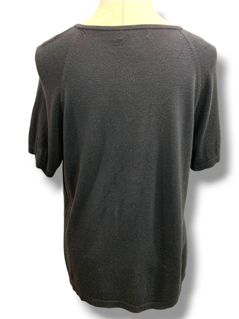 Size 1X Real Clothes Salon Z Womens Black Short Sleeve Sweater