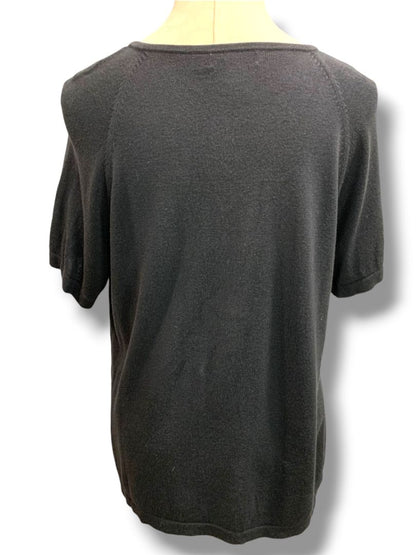 Size 1X Real Clothes Salon Z Womens Black Short Sleeve Sweater