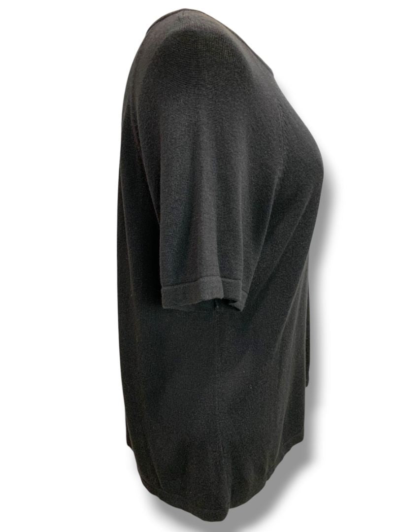 Size 1X Real Clothes Salon Z Womens Black Short Sleeve Sweater