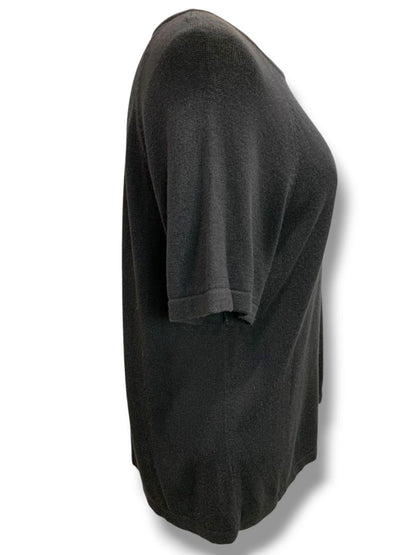 Size 1X Real Clothes Salon Z Womens Black Short Sleeve Sweater