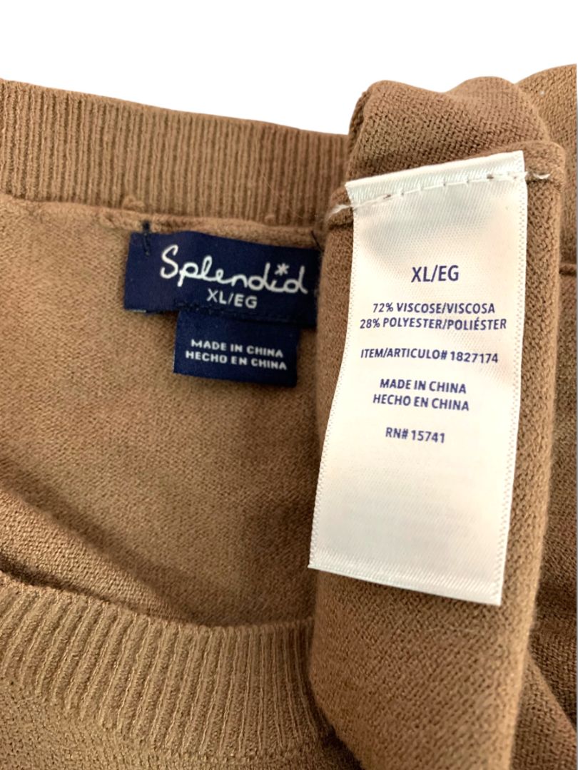 Size XL Splendid Womens Brown Dolman Sleeve Soft Sweater