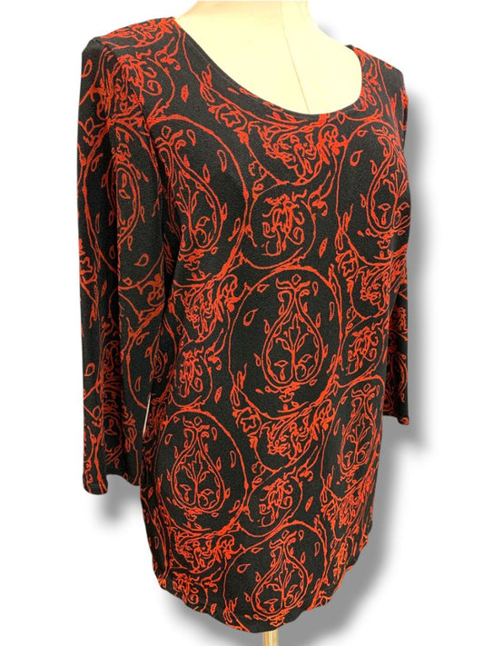 Size XL Notations Stretch Womens Black Travel Knit Shirt Pullover Red Black