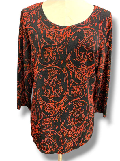 Size XL Notations Stretch Womens Black Travel Knit Shirt Pullover Red Black