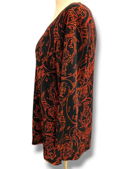 Size XL Notations Stretch Womens Black Travel Knit Shirt Pullover Red Black