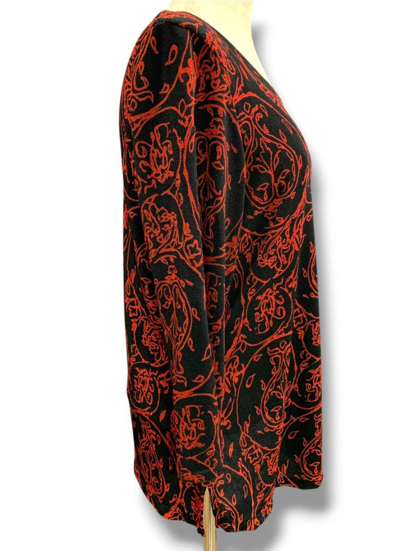 Size XL Notations Stretch Womens Black Travel Knit Shirt Pullover Red Black