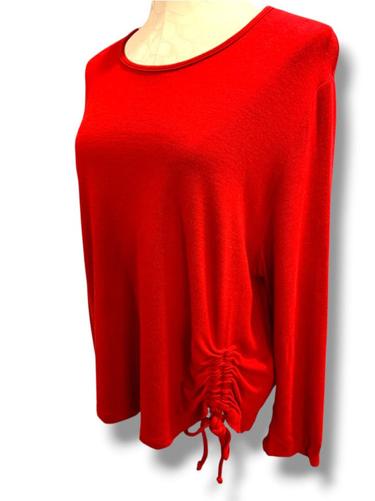 Medium Coldwater Creek Vintage Womens Red Tie Ruched Side Knit Shirt