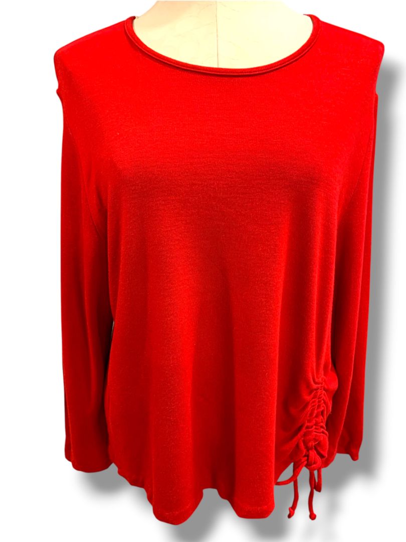 Medium Coldwater Creek Vintage Womens Red Tie Ruched Side Knit Shirt