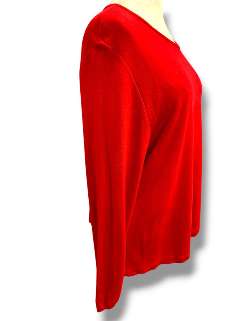 Medium Coldwater Creek Vintage Womens Red Tie Ruched Side Knit Shirt