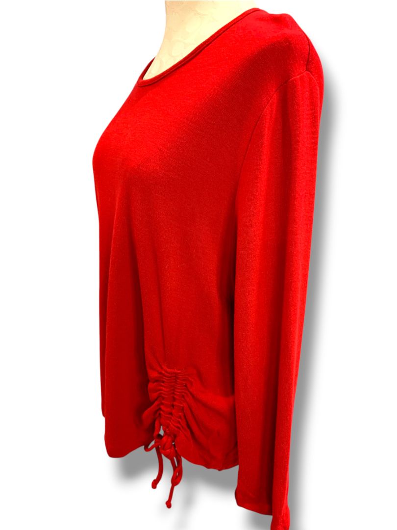 Medium Coldwater Creek Vintage Womens Red Tie Ruched Side Knit Shirt