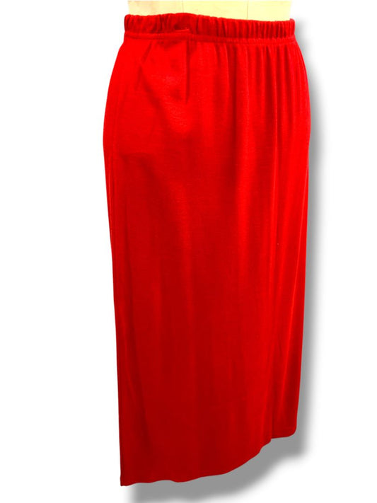 Medium Petite Coldwater Creek Vintage Red Knit Pull On Midi Skirt