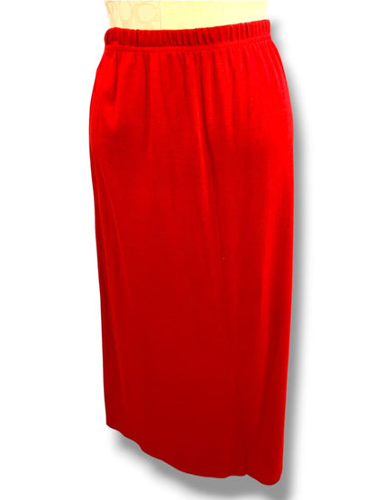 Medium Petite Coldwater Creek Vintage Red Knit Pull On Midi Skirt