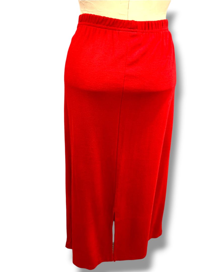 Medium Petite Coldwater Creek Vintage Red Knit Pull On Midi Skirt