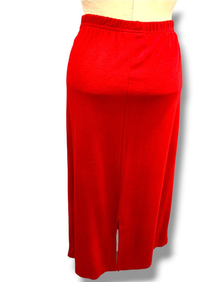 Medium Petite Coldwater Creek Vintage Red Knit Pull On Midi Skirt