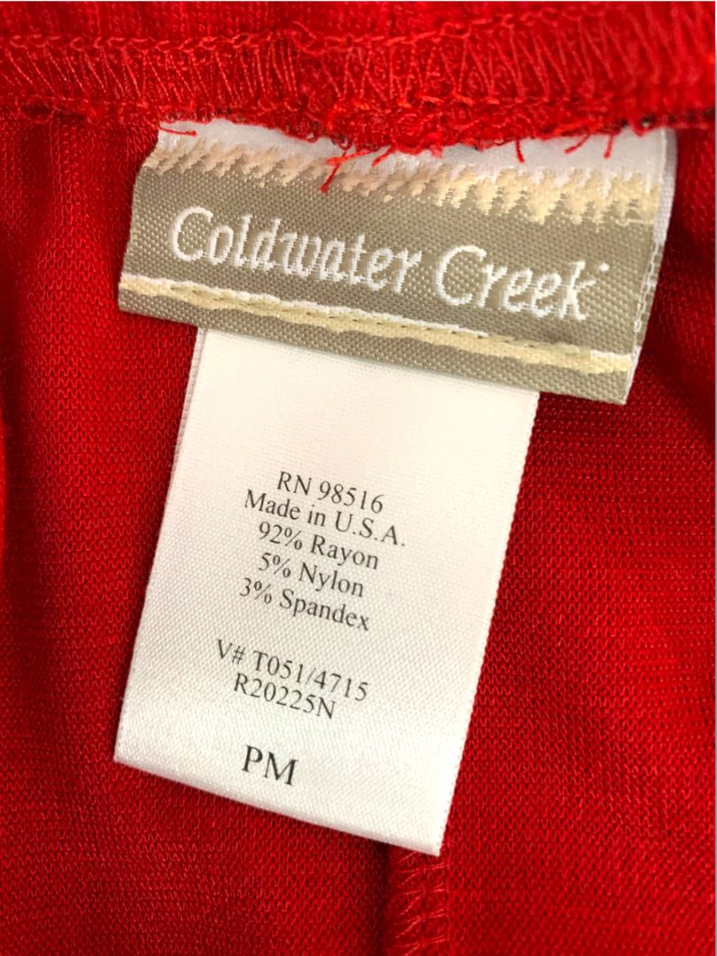 Medium Petite Coldwater Creek Vintage Red Knit Pull On Midi Skirt