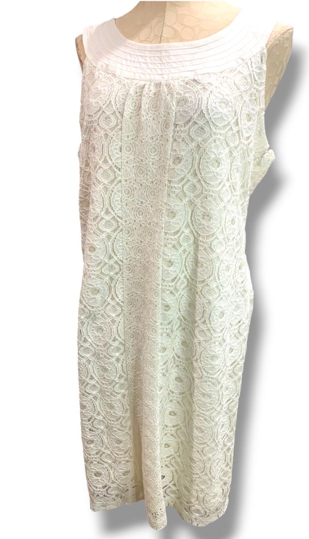 Size XL Liz Claiborne Cream Lace Overlay New Shift Dress Sleeveless