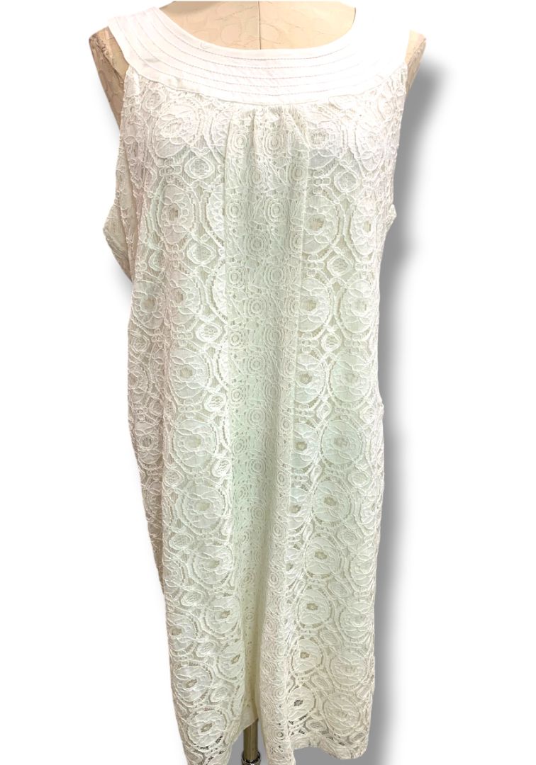 Size XL Liz Claiborne Cream Lace Overlay New Shift Dress Sleeveless
