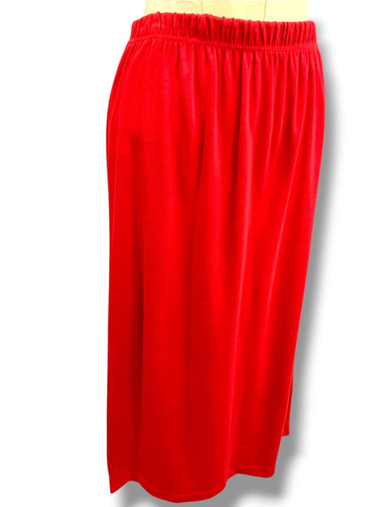 Large Casual Corner Womens Red Pull On Knit Midi Skirt Cotton Soft