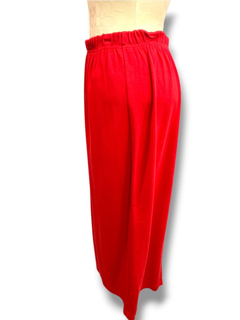 Large Casual Corner Womens Red Pull On Knit Midi Skirt Cotton Soft