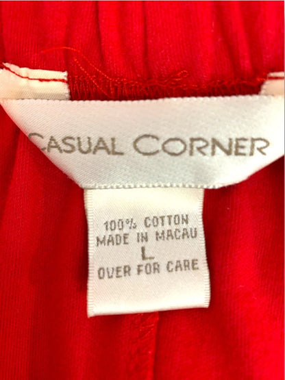 Large Casual Corner Womens Red Pull On Knit Midi Skirt Cotton Soft