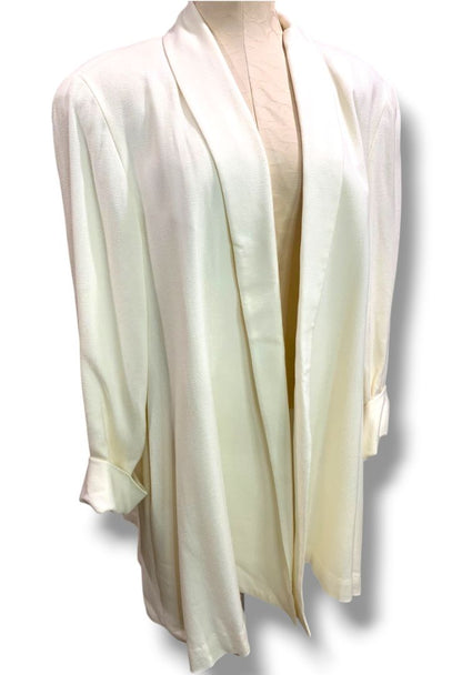 Size 14 Pappagallo Womens Vintage Longline New Cream Rayon Wool Blend