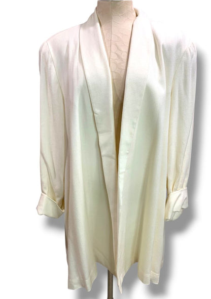 Size 14 Pappagallo Womens Vintage Longline New Cream Rayon Wool Blend