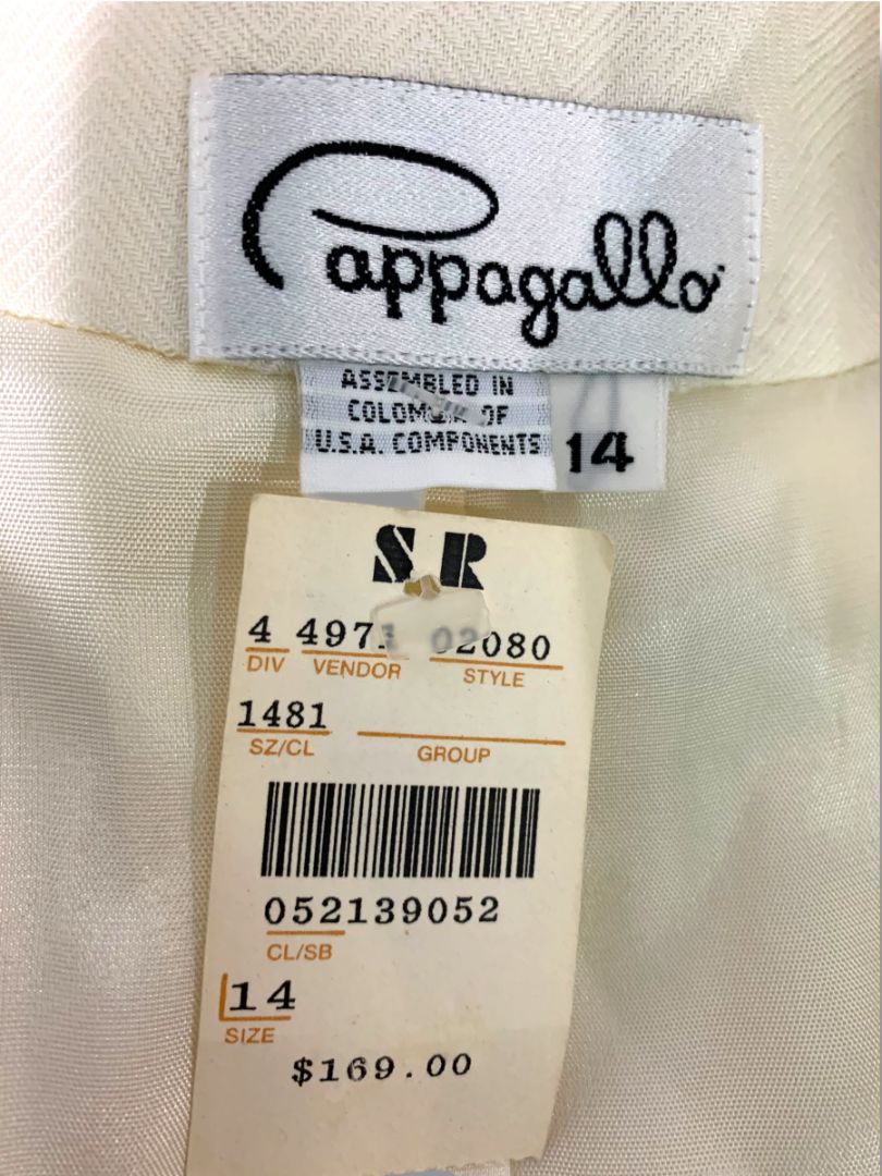 Size 14 Pappagallo Womens Vintage Longline New Cream Rayon Wool Blend