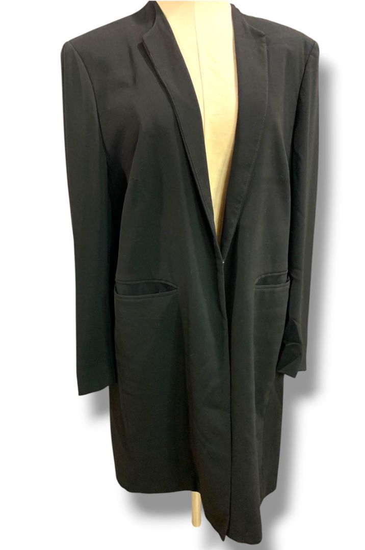 Size 14W Lauren Ralph Lauren 1990s Womens Longline Blazer Jacket Black