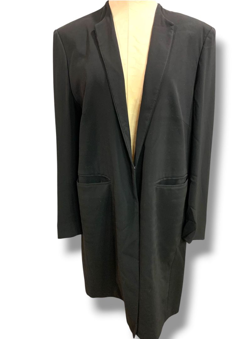 Size 14W Lauren Ralph Lauren 1990s Womens Longline Blazer Jacket Black