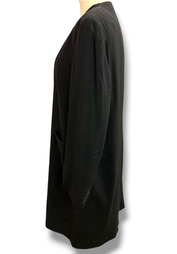 Size 14W Lauren Ralph Lauren 1990s Womens Longline Blazer Jacket Black