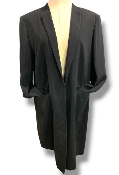 Size 14W Lauren Ralph Lauren 1990s Womens Longline Blazer Jacket Black