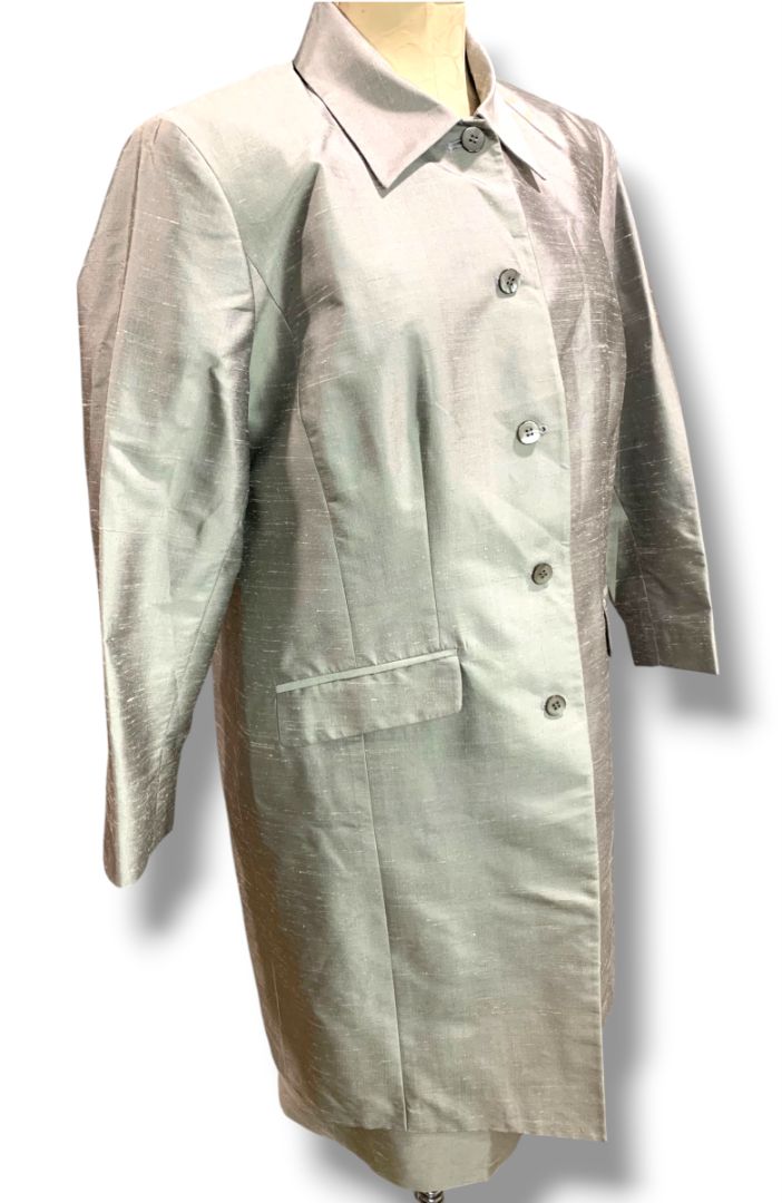 Size 14P Elisabeth by Liz Claiborne Silk Jacket and Sheath Dress Gray Lavender