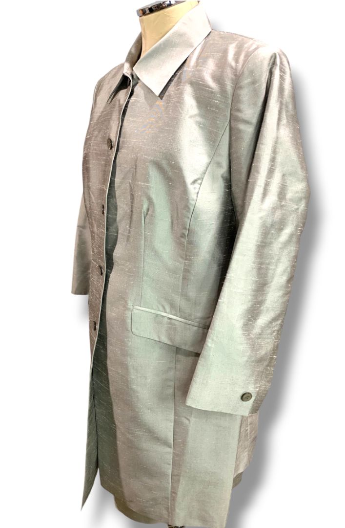 Size 14P Elisabeth by Liz Claiborne Silk Jacket and Sheath Dress Gray Lavender