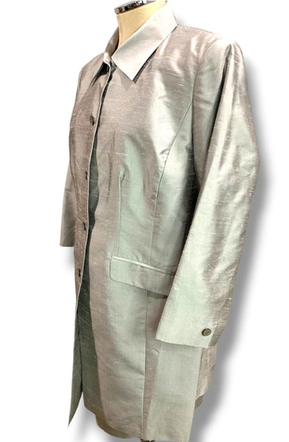 Size 14P Elisabeth by Liz Claiborne Silk Jacket and Sheath Dress Gray Lavender