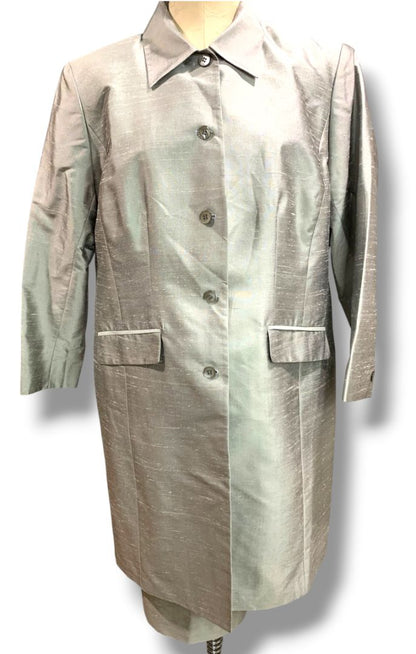 Size 14P Elisabeth by Liz Claiborne Silk Jacket and Sheath Dress Gray Lavender