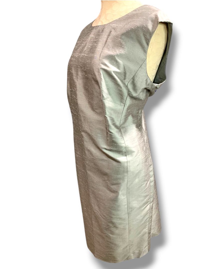 Size 14P Elisabeth by Liz Claiborne Silk Jacket and Sheath Dress Gray Lavender