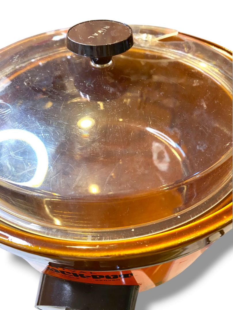 1970s Rival Orange Crock Pot 3350 5 Qt  Removable Stoneware Lid