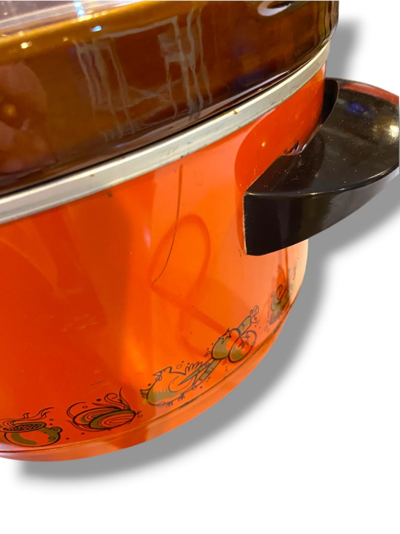 1970s Rival Orange Crock Pot 3350 5 Qt  Removable Stoneware Lid