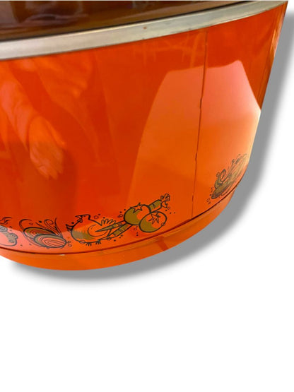 1970s Rival Orange Crock Pot 3350 5 Qt  Removable Stoneware Lid