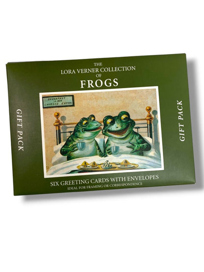 6 Greeting Cards with Envelopes The Lora Verner Collection of  Frogs Gift Pack