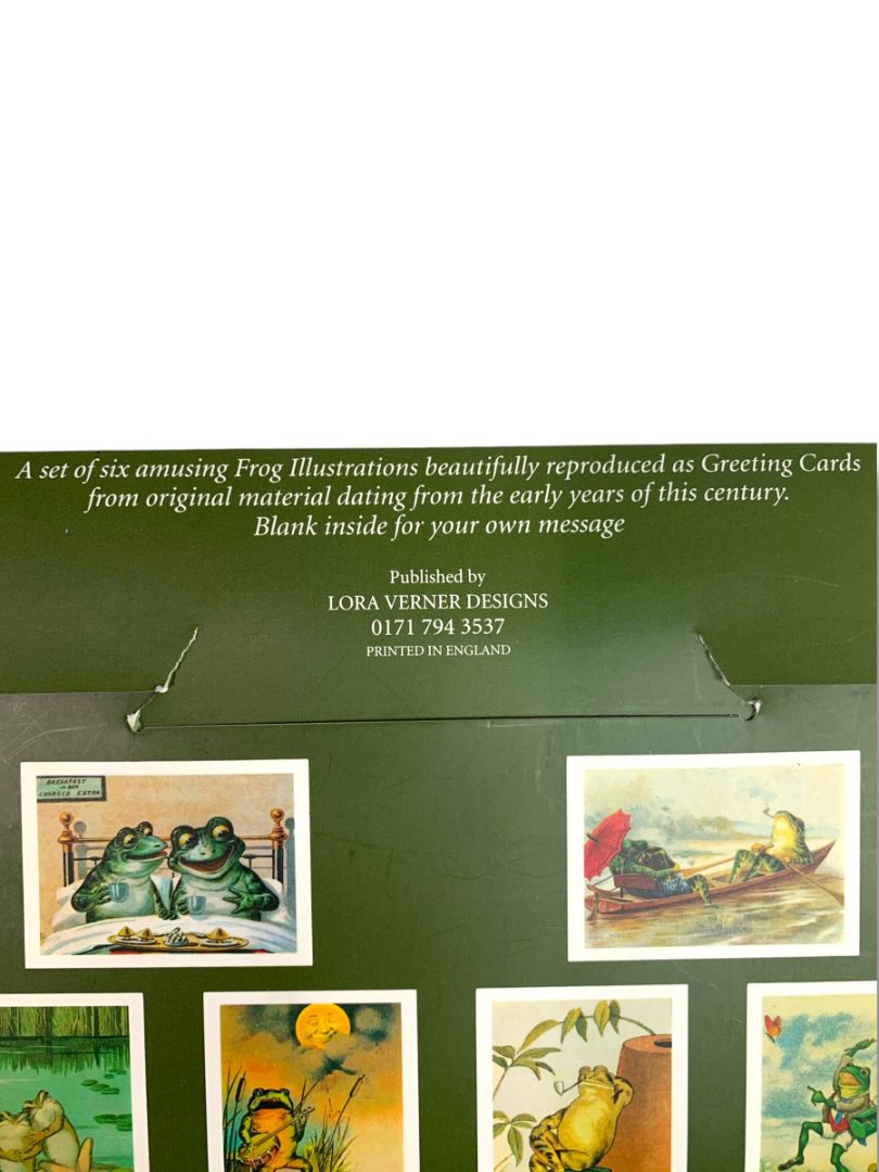 6 Greeting Cards with Envelopes The Lora Verner Collection of  Frogs Gift Pack