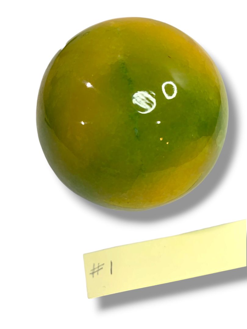 Apple Paperweight Marble Alabaster 2.7" Wood Stem Vintage Green Teacher Gift