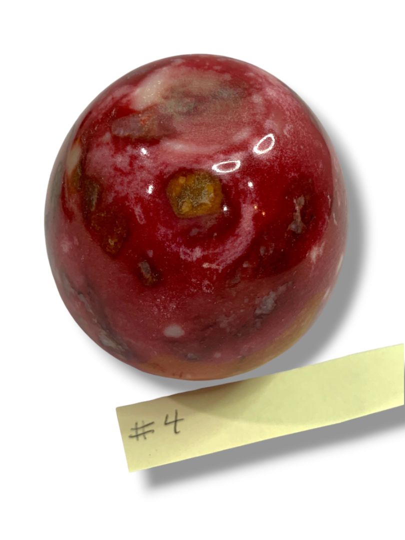 Apple Paperweight Marble Alabaster 2.5” Wood Stem Vintage Teacher