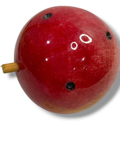 Prickly Pear  Paperweight Marble Alabaster 2.5” Wood Stem Light Red Vintage